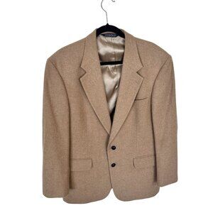 Mens Tan Lambswool Blazer Vtg Lands End XL Jacket 2 Button Lined 42R Camel Hair